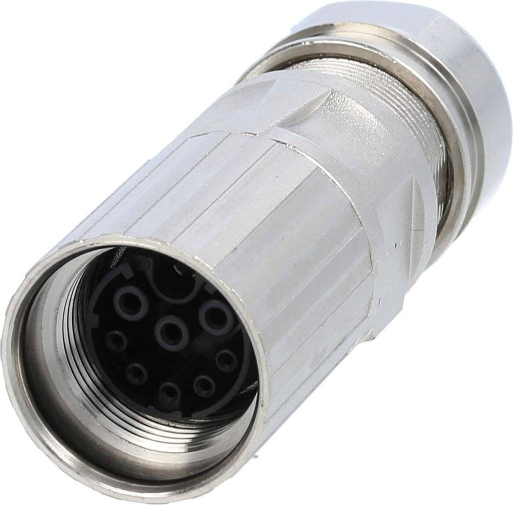 M17 Kabelsteckverbinder gerade Buchse Crimpanschluss, Polzahl 3+5+PE Kabelabgang gerade, Klemmbereich 8,0mm - 10,0mm -