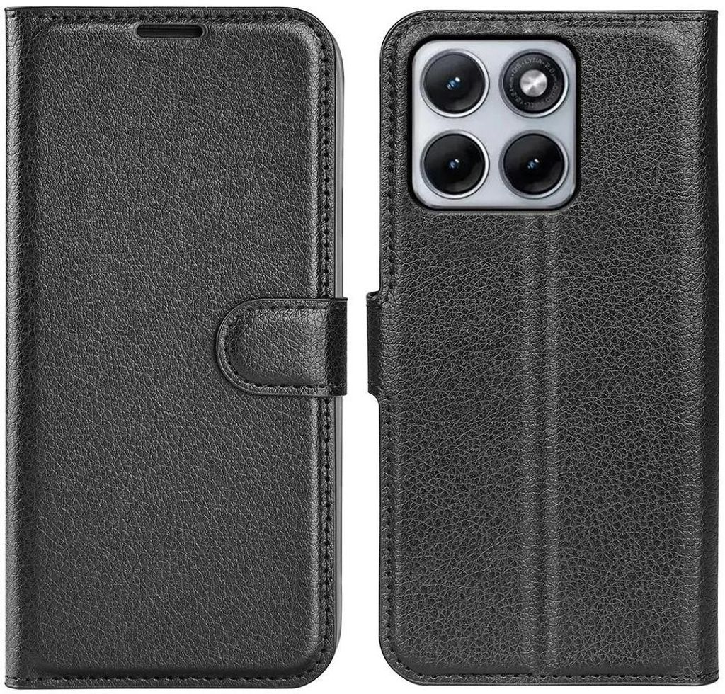 Hülle für Motorola Edge 70 Fusion - Phonesta Litchi Skin Book Wallet Klapphülle - Schwarz