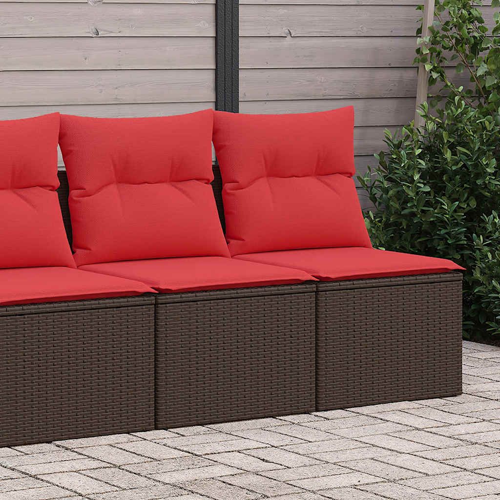 2-tlg. Garten-Sofagarnitur mit Kissen Braun Poly Rattan Akazie, Gartenmöbel-Sets DesignMöbel