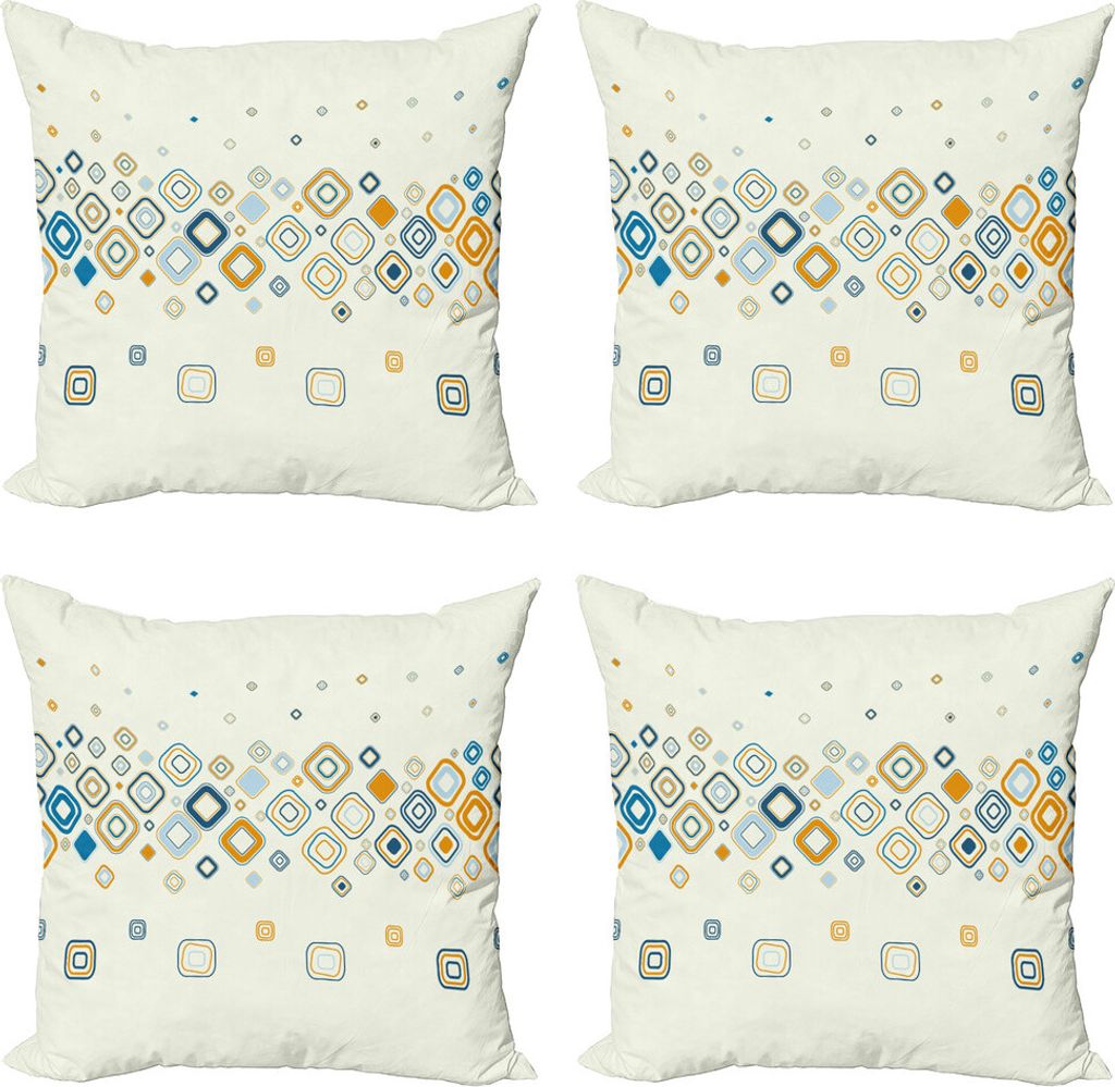 ABAKUHAUS Modern Kissenbezug Set (4 Stück), Vektor Geometrische Formen, Moderner Doppelseitiger Digitaldruck, 60 cm x 60 cm, Creme Marigold Blassblau
