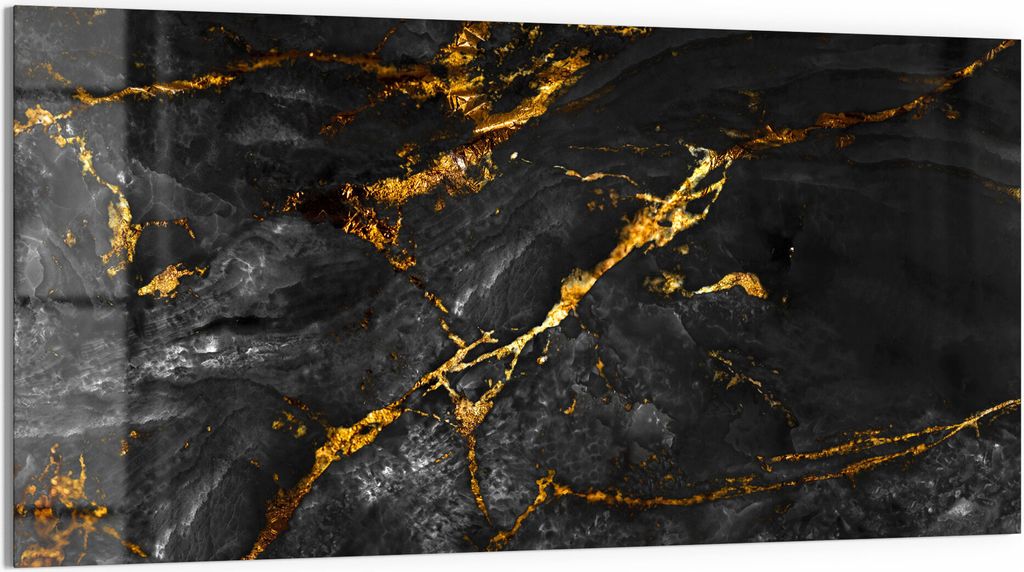 DEQORI Glasbild Echtglas 100x50 cm 'Veredelter Naturstein' Wandbild Bild modern Deko