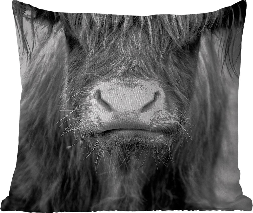 MuchoWow Outdoor Kissen - Schottisches Hochlandrind - Haare - Tiere - 40x40 cm - Wetterfest - Lounge Kissen - Kopfkissen - Interieur - Polster mi...