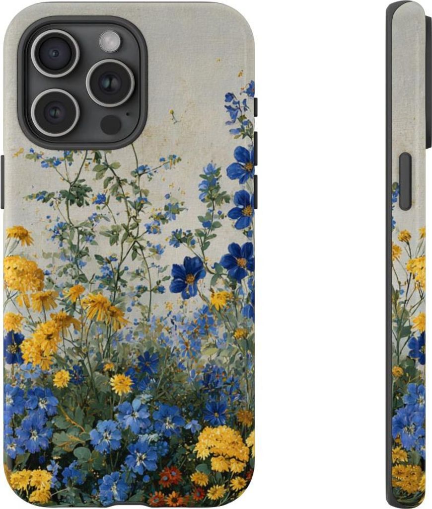 Blaue und gelbe Wildblumen – Hülle Kompatibel mit iPhone 15 Pro Max