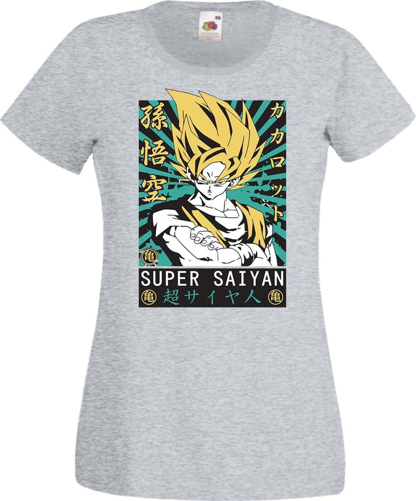 Damen T-Shirt Anime Manga Dragon Anime Manga Ball Z 15 Ssg, Lady M / Grau