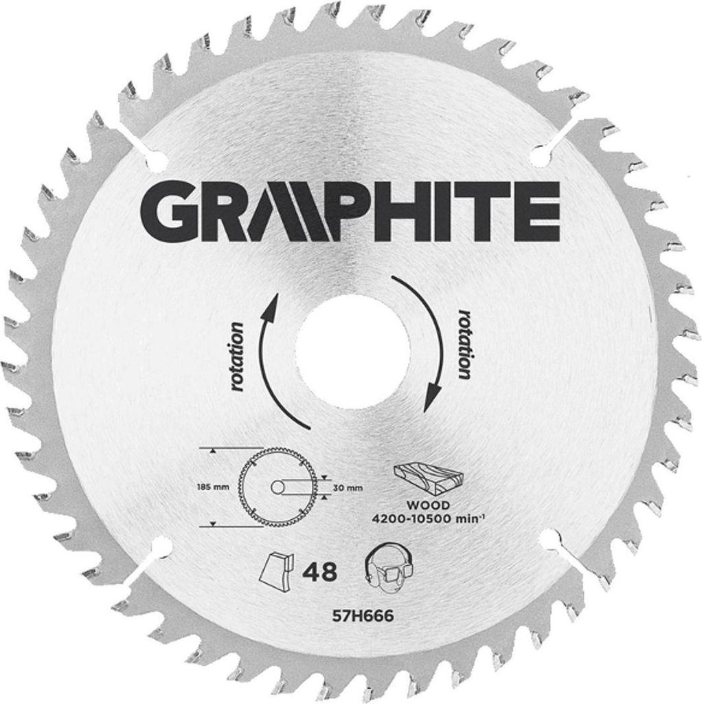 GRAPHITE Tarcza do pilarki, widiowa, 185 x 30 mm, 48 zębów Zdjęcie produktu 