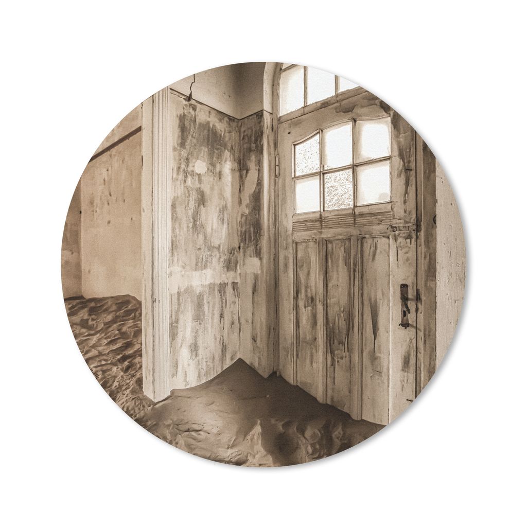 MuchoWow Mauspad Mousepad Haus - Sand - Tür - Architektur 50x50 cm - Mousepads - Maus Mat - Pad - Mausunterlage - Vinyl