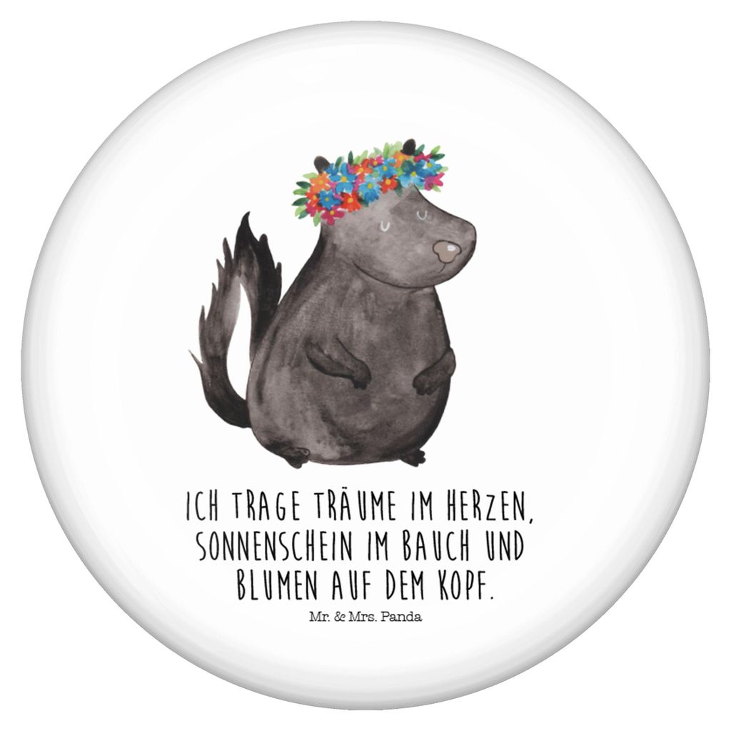 Mr. & Mrs. Panda Pin Stinktier Mädchen - Weiß - Geschenk, Button, Yoga, Plakette, Namaste, Badge, Stinker, Wildtier, Anstecker, Skunk, Ansteckbutton