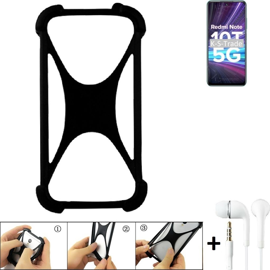 K-S-Trade Handy-Hülle + headphones kompatibel mit Xiaomi Redmi Note 10T 5G Schutz-Hülle Bumper Silikon Cover Case Silikoncase Silikonbumper TPU