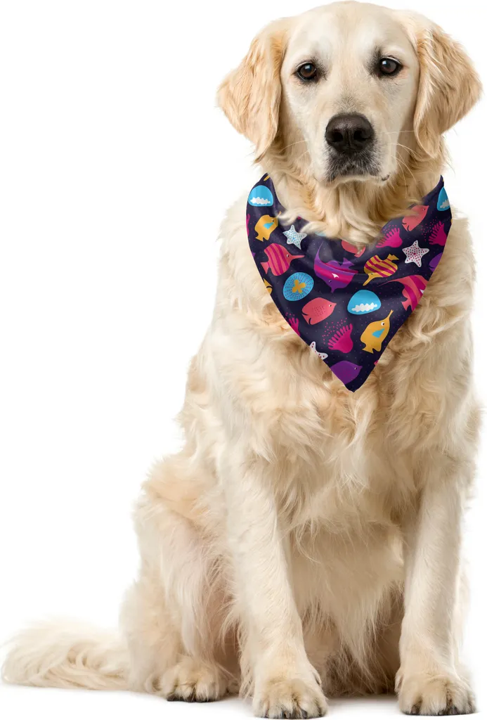 Bandana ABAKUHAUS 40x40 cm per Cani e Gatti - Design Subacqueo Cartoon