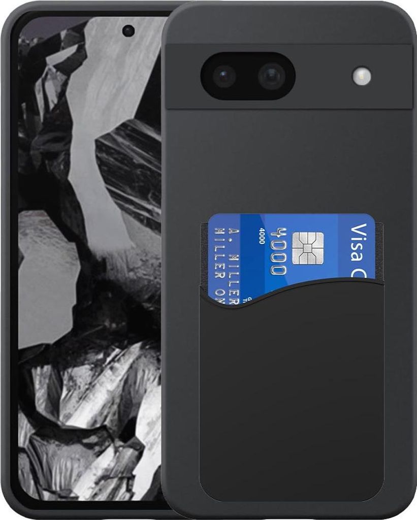 Geeignet für Google Pixel 8A Phone Case mit Silikon-Kartenhalter - Flexible Back Cover Case Silikon TPU mit Silikon-Kartenslot - Schwarz - Smartph...