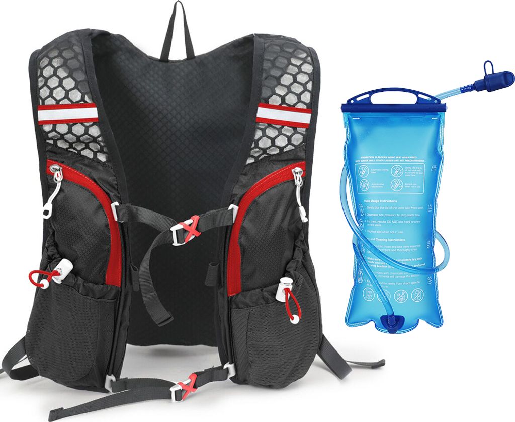 Trinkrucksack Rucksack mit 2L Wasserblase Superleichte, atmungsaktive Trinkweste zum Laufen im Freien, Radfahren, Klettern