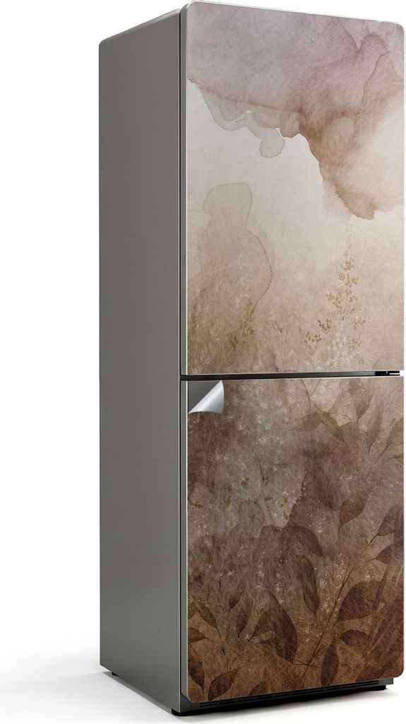 Aquarell-Pflanzenmuster – Kühlschrank Aufkleber – Klebefolie Kühlschrank – Kühlschrank Nachbildung – Kühlschrankfolie selbstklebend –...