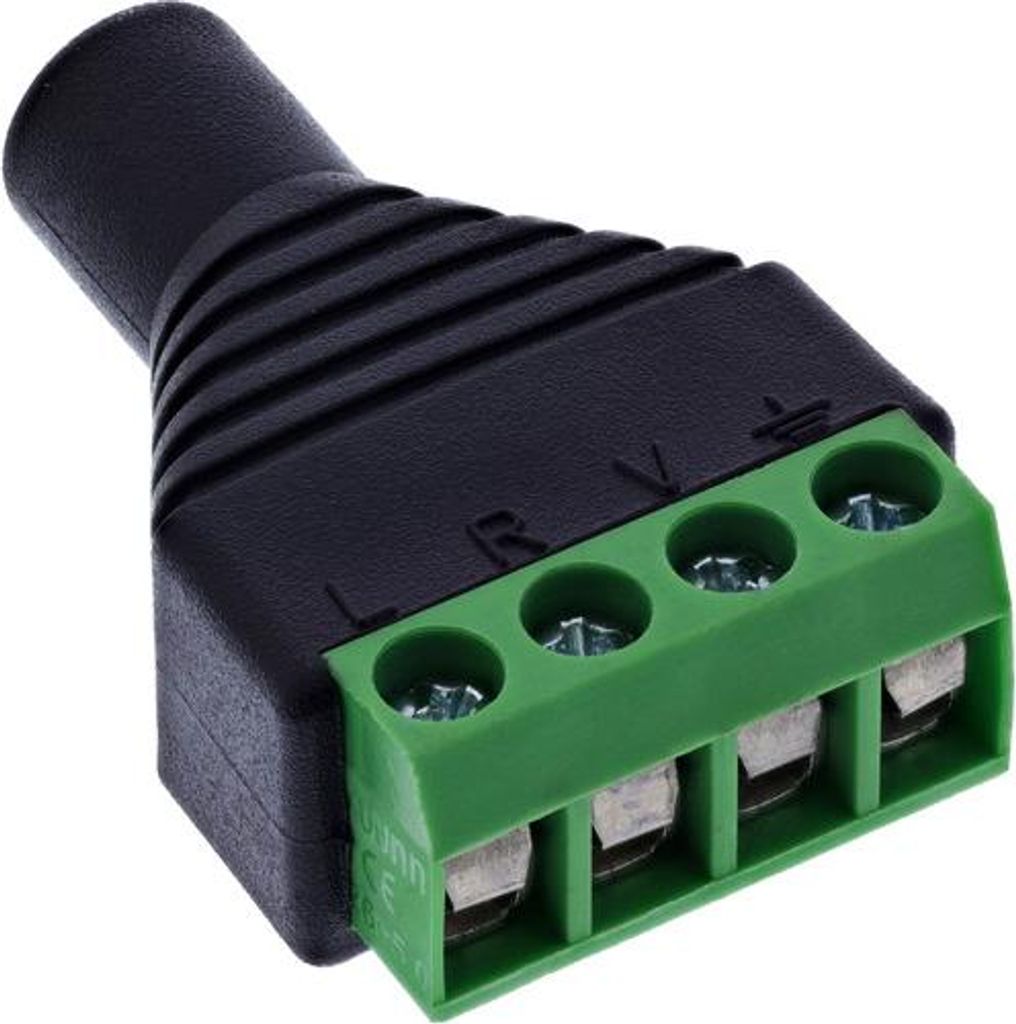 InLine Adapter von 3,5-mm-Klinkenstecker auf 4-poligen Stereo-/Mikrofonstecker mit Klemmleiste