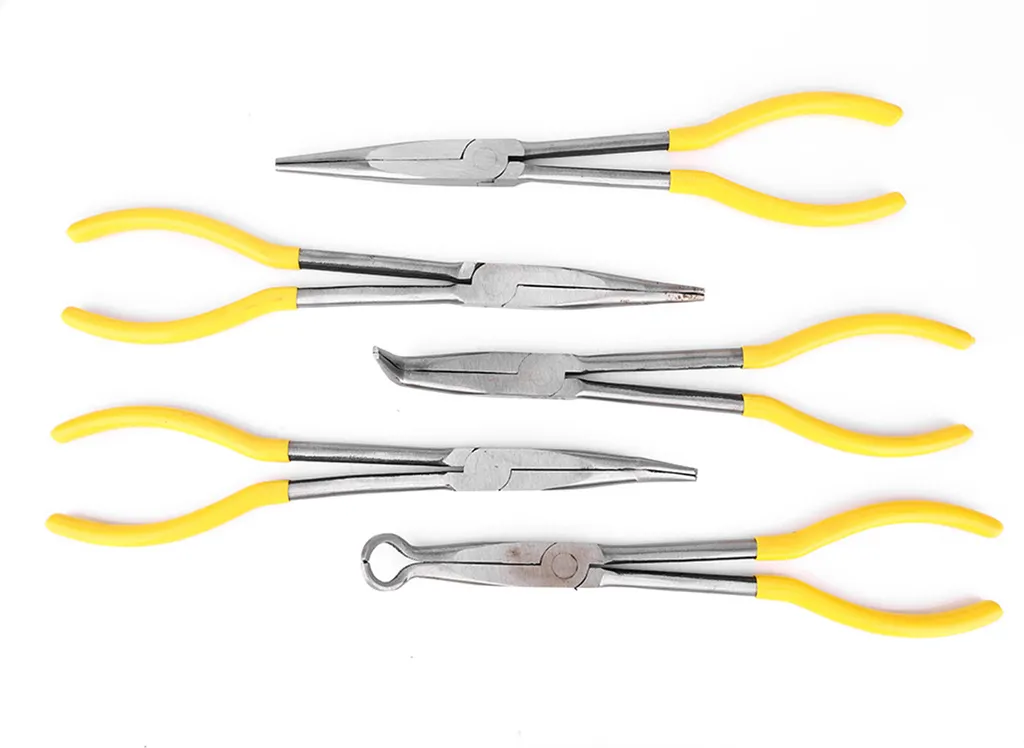 Pince Longue Bec de Canne 5 Pièces pour Saisir Sans Glisser en Atelier