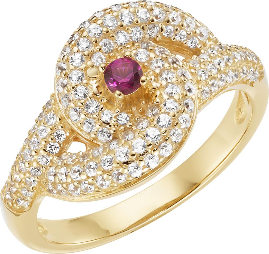 Ring Smart Jewel mit Zirkonia und farbigem Zierstein, Silber 925 Rot 58