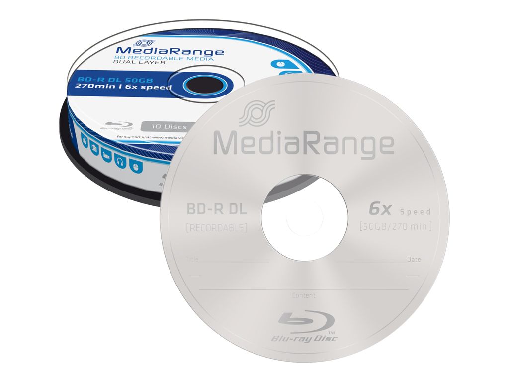 MediaRange Bluray 50GB 10szt BD-R cake 6x Double Layer Zdjęcie produktu 