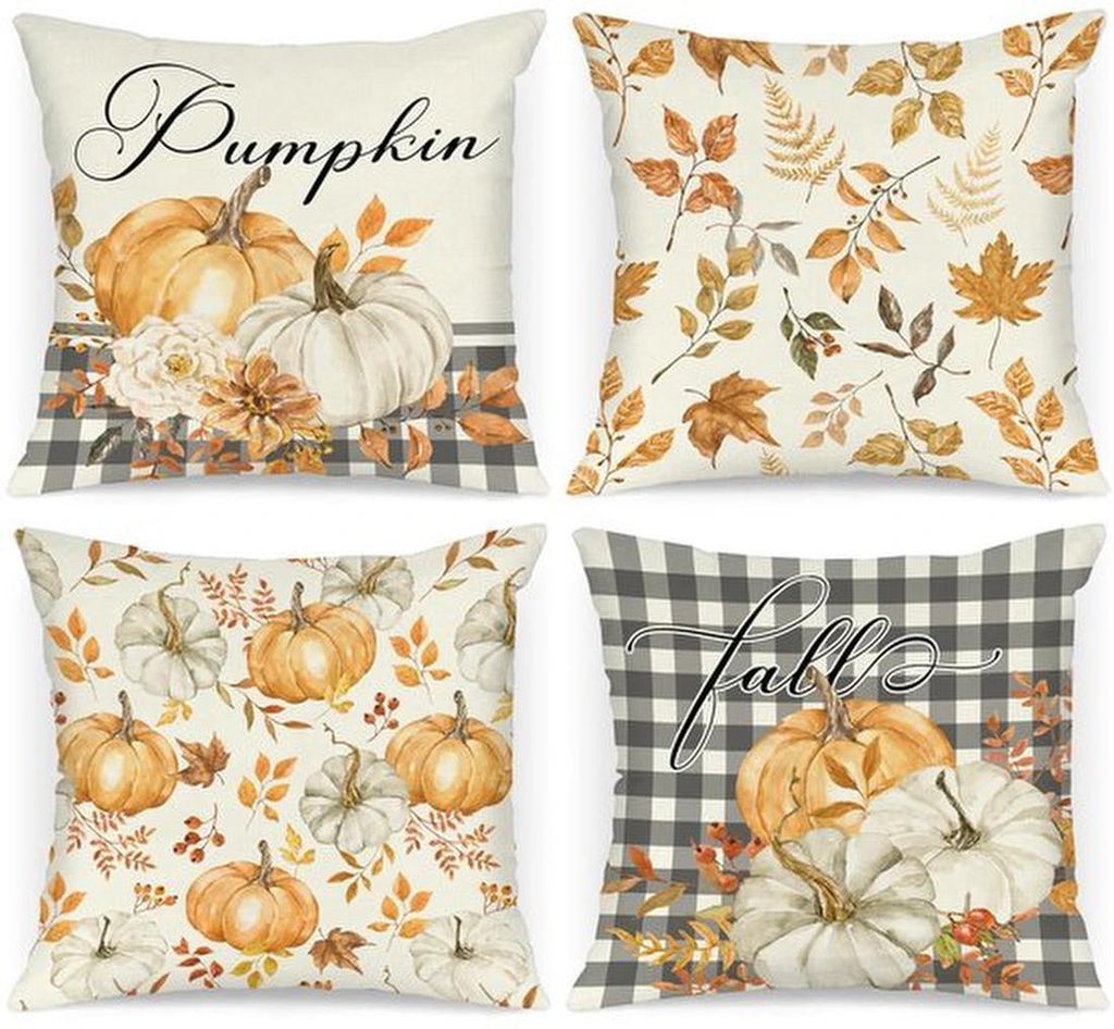 Unyqoos Set mit 4 dekorativen Kissenbezügen im Herbstdesign für eine gemütliche Wohnatmosphäre