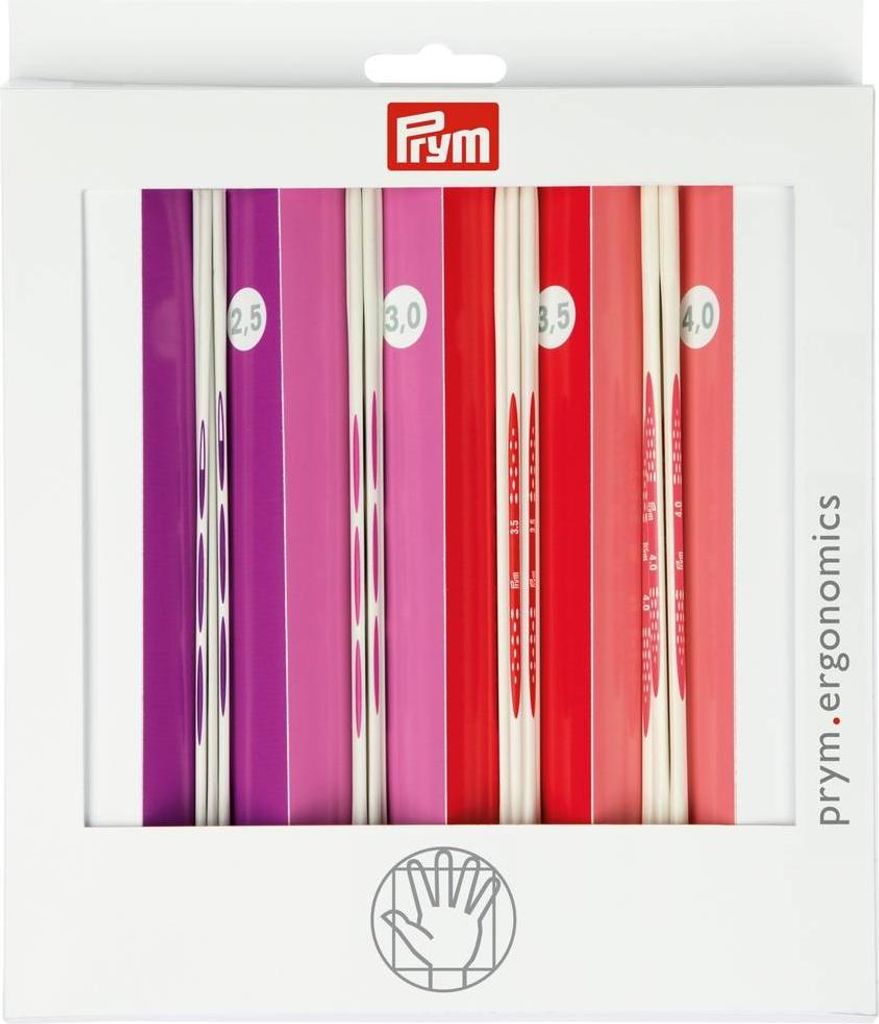 Prym Strumpfstricknadel Set prym.ergonomics, 4 Größen: 2,5 - 4,0mm. a 5 Stk, Kunststoff