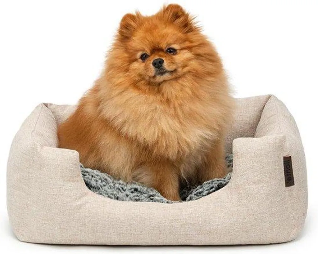 Panier pour chien déhoussable et réversible 60x50 cm - Couchage beige S
