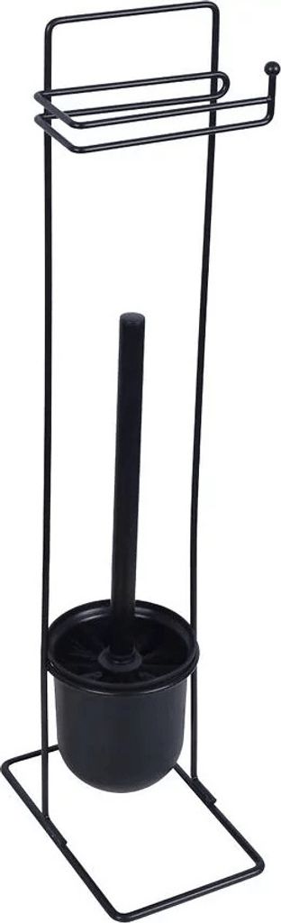 Schwarzer Toilettenständer mit Bürstengarnitur Square