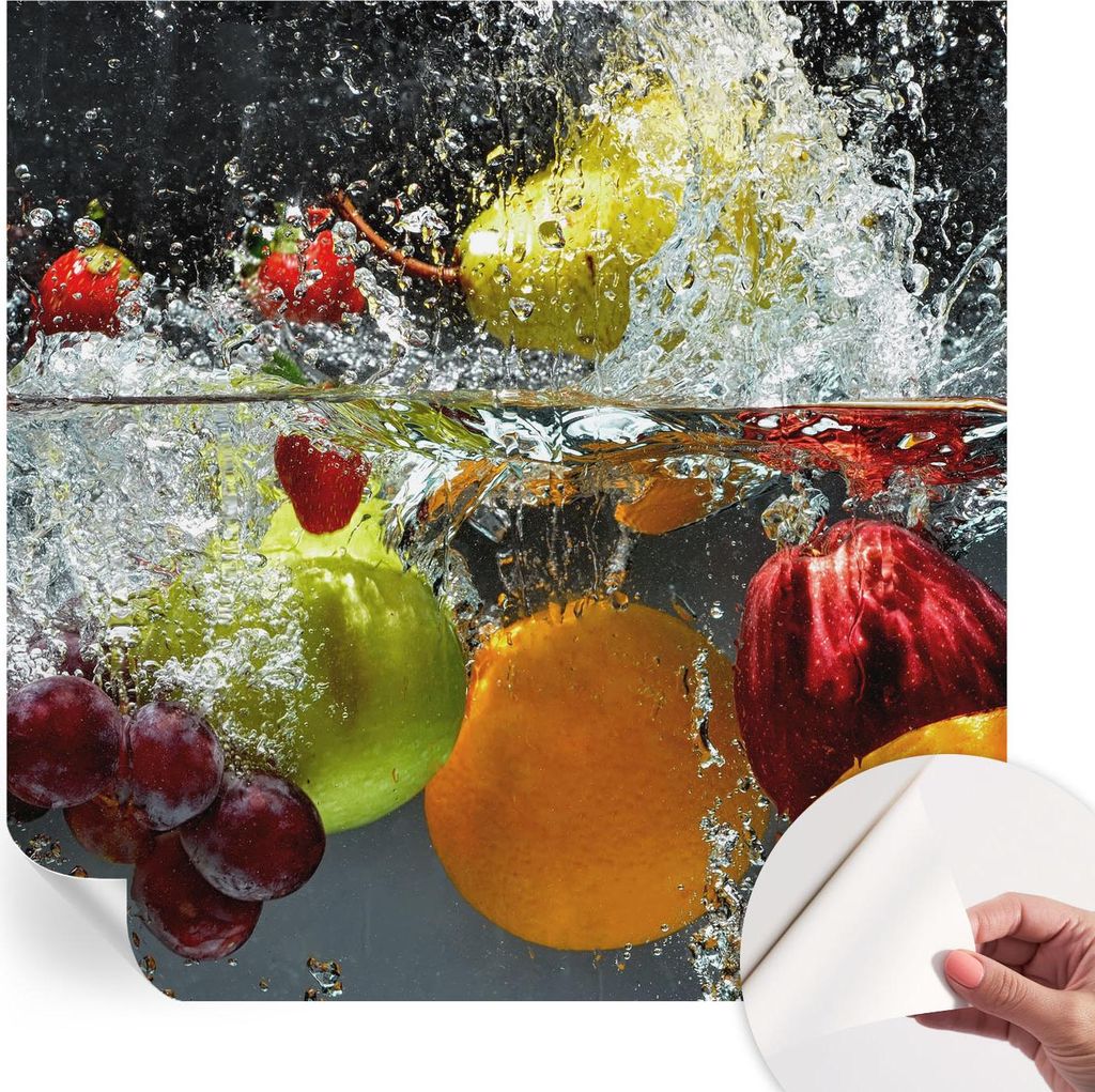 Selbstklebende Wandtapete - Dekorative Tapete für Wohnzimmer - Klebefolie für Wandbilder - Tapetenfolie für Wanddekoration - 250x250 cm - Früch...