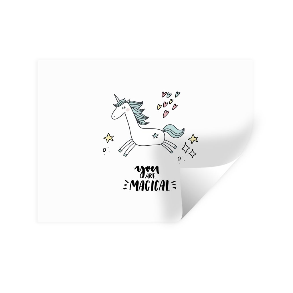 MuchoWow Wandtattoo Wandsticker Wandaufkleber Einhorn - Kinder - Zitate - Du bist magisch - Mädchen 40x30 cm Selbstklebend und Repositionierbar ...