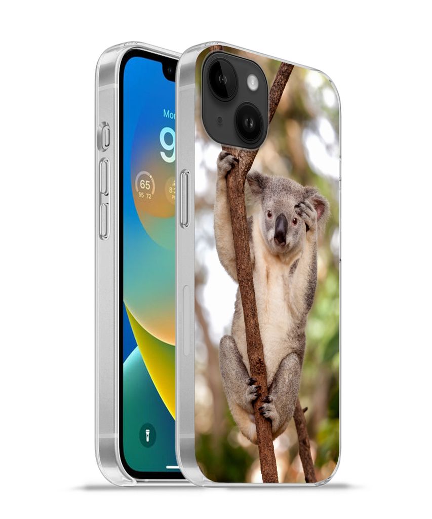 MuchoWow Handyhülle Schutzhülle Hülle für Apple iPhone 14 Plus - Soft case Koala - Äste - Tier - Kinder - Jungen - Mädchen Silikon Softcase...