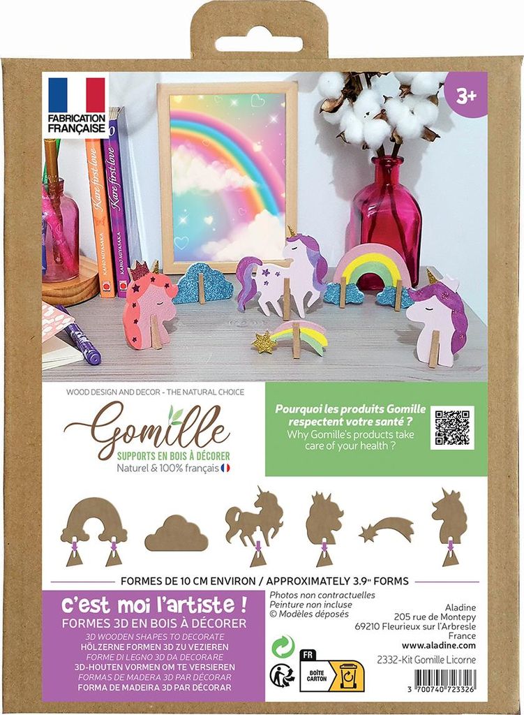Gomille MDF-Figurenset Einhorn Bastelset Dekoration