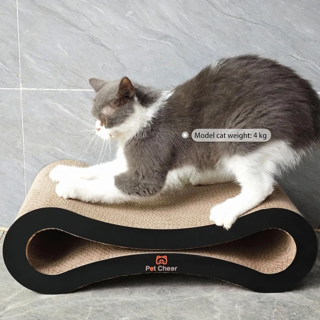 Griffoir chat pour protéger vos meubles avec jouet et carton ondulé 50cm