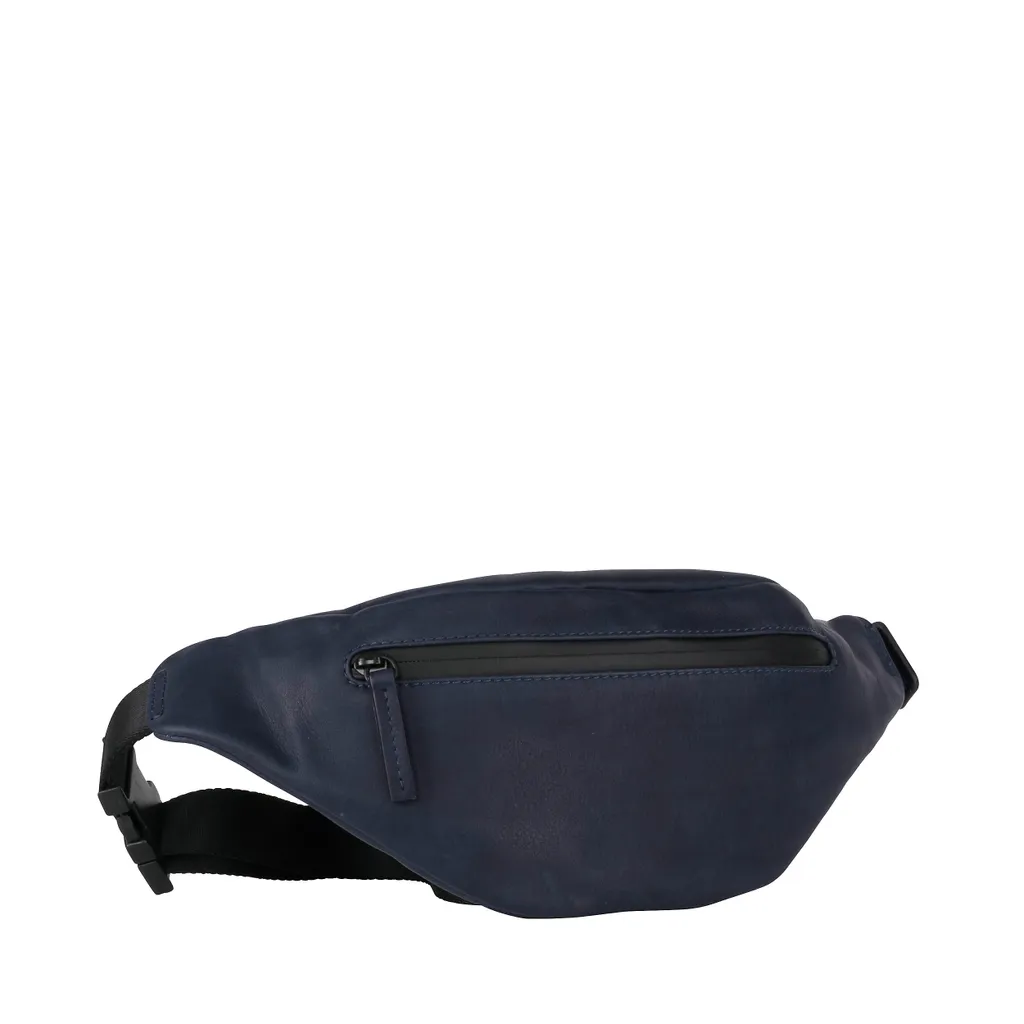 Sac banane voyage Den Haag Leonhard Heyden cuir bleu pour smartphone