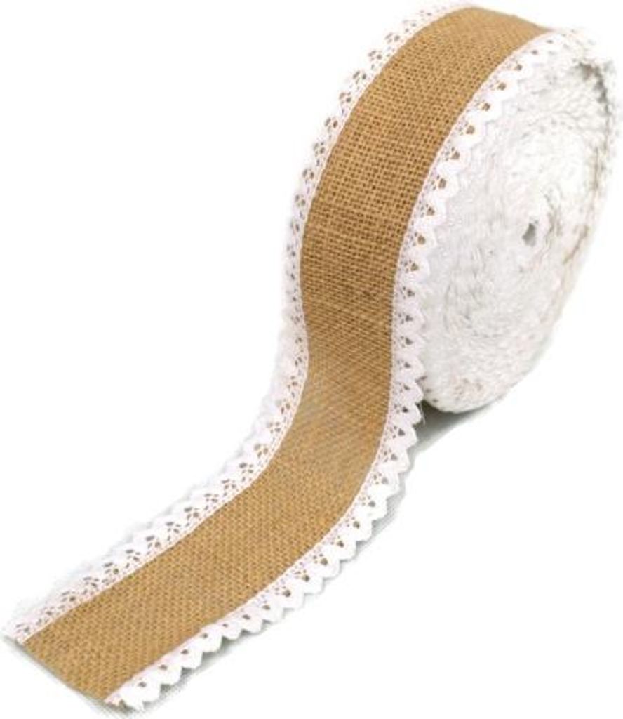 Juteband mit weißer Spitze 25m x 8cm – Naturband für Hochzeit, Taufe, Deko & DIY (N-04)
