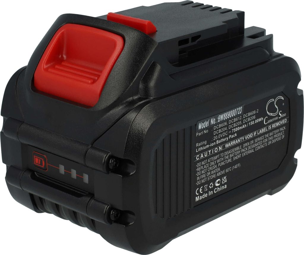 vhbw Akku kompatibel mit Dewalt DCE089D1R-QW, DCE089, DCE089D1G-QW, DCE088D1R-QW, DCE088LR-XJ, DCE088, DCE088D1G-QW Werkzeug (7500 mAh, Li-Ion, 20 V)