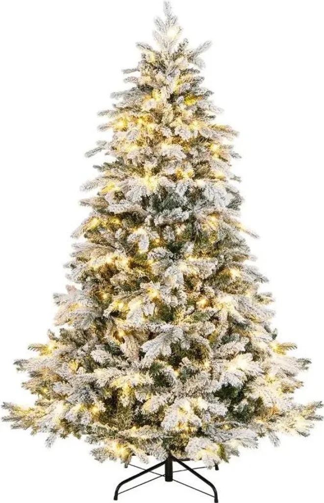 Sapin de Noël artificiel sans perte d'épines 180 cm avec LED et pied