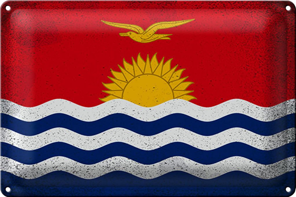 Blechschild Flagge Kiribati 40x30cm Flag Kiribati Vintage