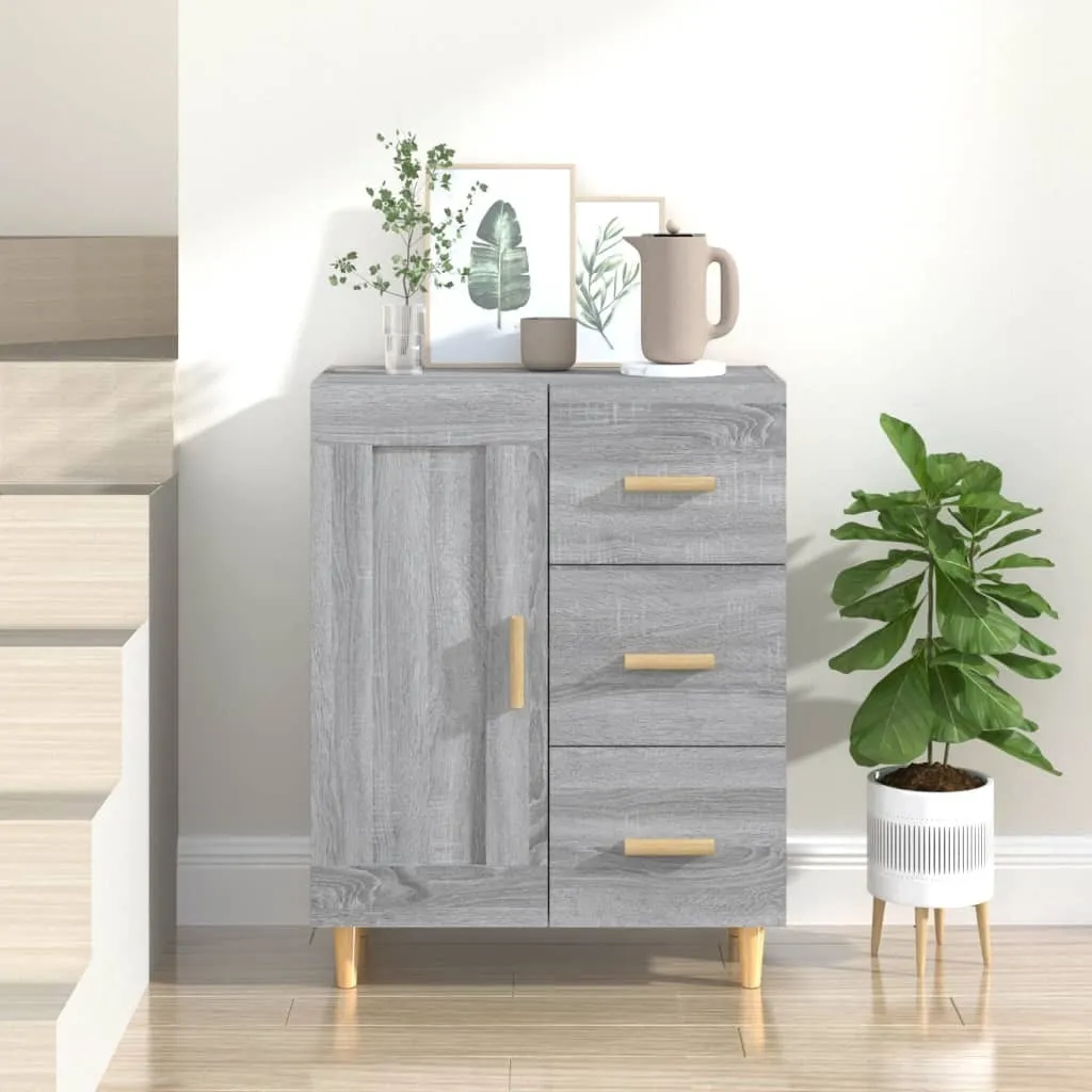 The Living Store Credenza Grigio Sonoma 69,5x34x90 cm Materiale a base di legno