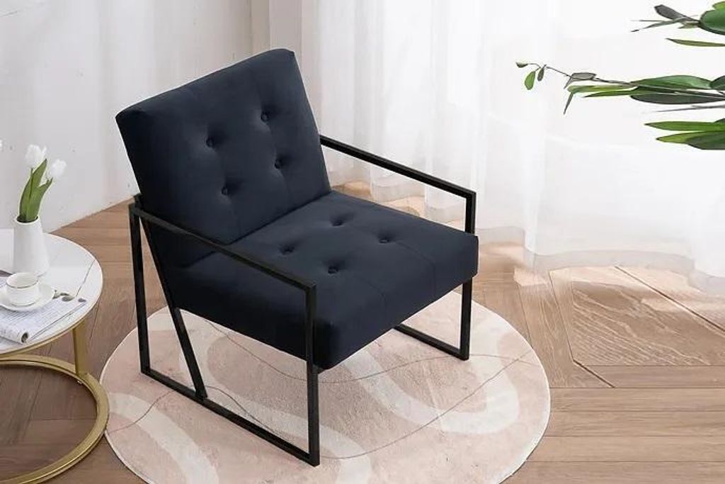 Gemütlicher schwarzer Sessel New Textile Metall Hochwertige Materialien