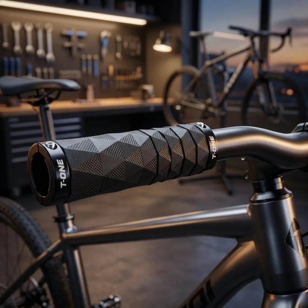 Paire de Poignées de Vélo Lock-On T-ONE Diamond Antidérapantes Noires