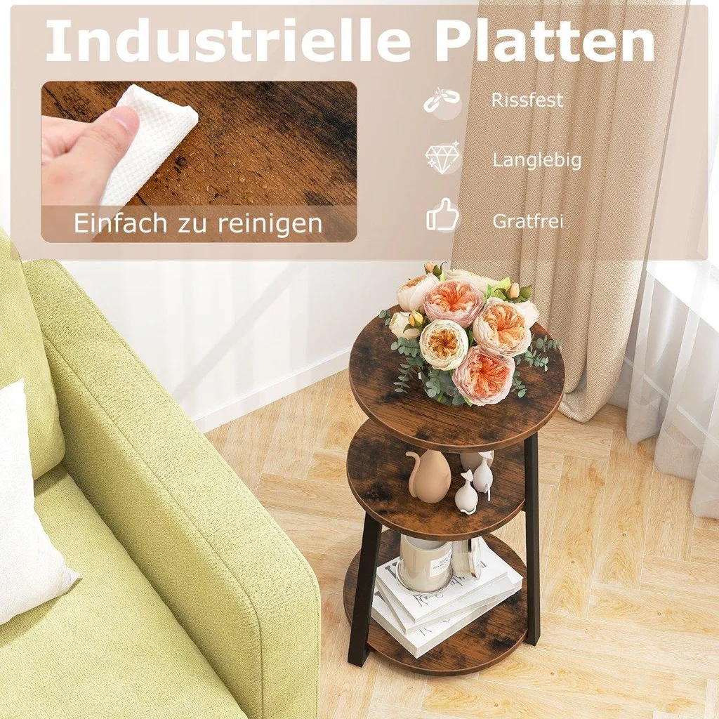 Table d'appoint stable avec pieds réglables et structure métal noire - 4