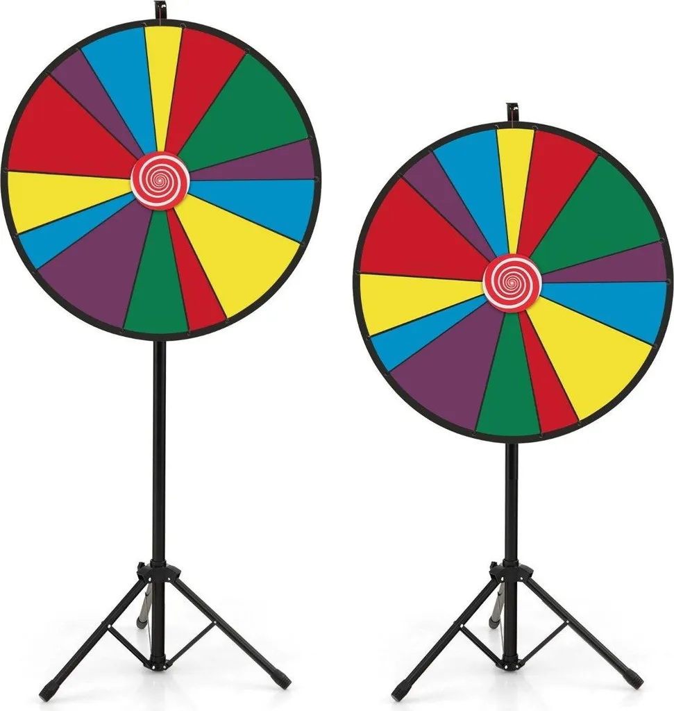 Roue de loterie de 76 cm avec support réglable et surface inscriptible
