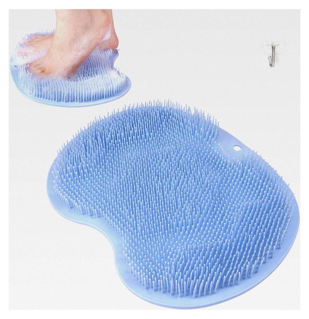 Große Fußbürste, Fußwäscher mit rutschfesten Saugnäpfen, Fußmassagegerät für Dusche und Fußpflege (Blau)