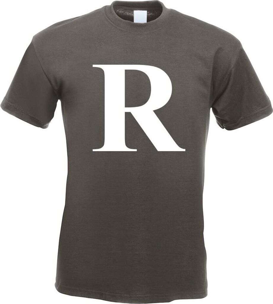 Kiwistar - T-Shirt - Graphit - Buchstabe R - Alphabet Motiv Bedruckt Funshirt Design Print - mit Motiv Bedruckt - Funshirt Design - Sport - Freizei...