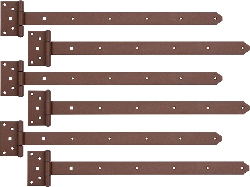 Alberts 822064 DURAVIS Kreuzgehänge, mit vernietetem Stift, rostbraun duplexbeschichtet, Band 591 x 40 mm, Scharnier 59 x 103 mm, 6er Set