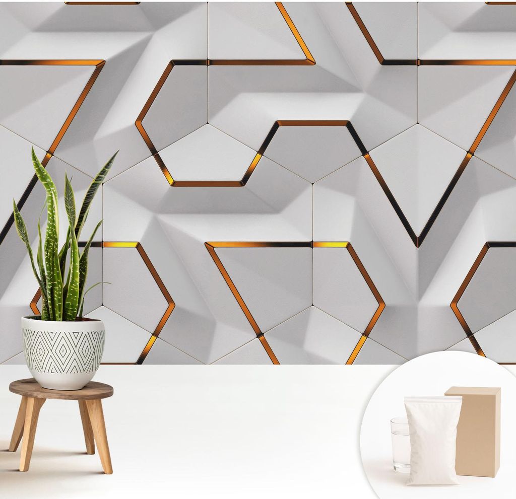 Fototapete - 208x146 cm - Tapete - Wandtapete - Wandbilder - Dekofolie - Tapete Folie - Wand - Dekoration - Wohnzimmer - Moderne Geometrie