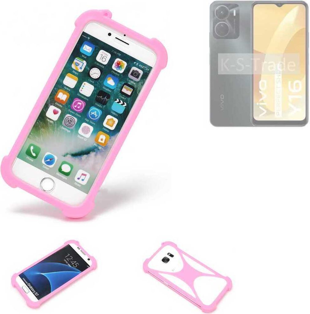 K-S-Trade Handy Hülle kompatibel mit Vivo Y16 Schutz Hülle Bumper Silikon Schutz Hülle Cover Case Silikoncase Silikonbumper TPU Softcase