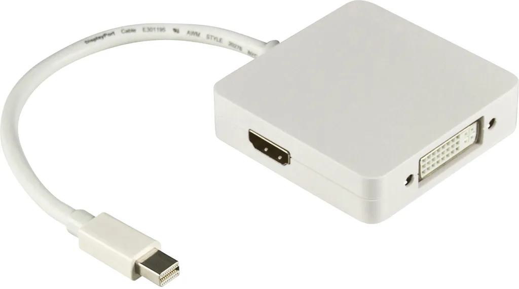 Deltaco DP-MULTI1 adattatore cavo video 0,2 m Mini DisplayPort DisplayPort + DVI + HDMI Bianco (DP-MULTI1)
