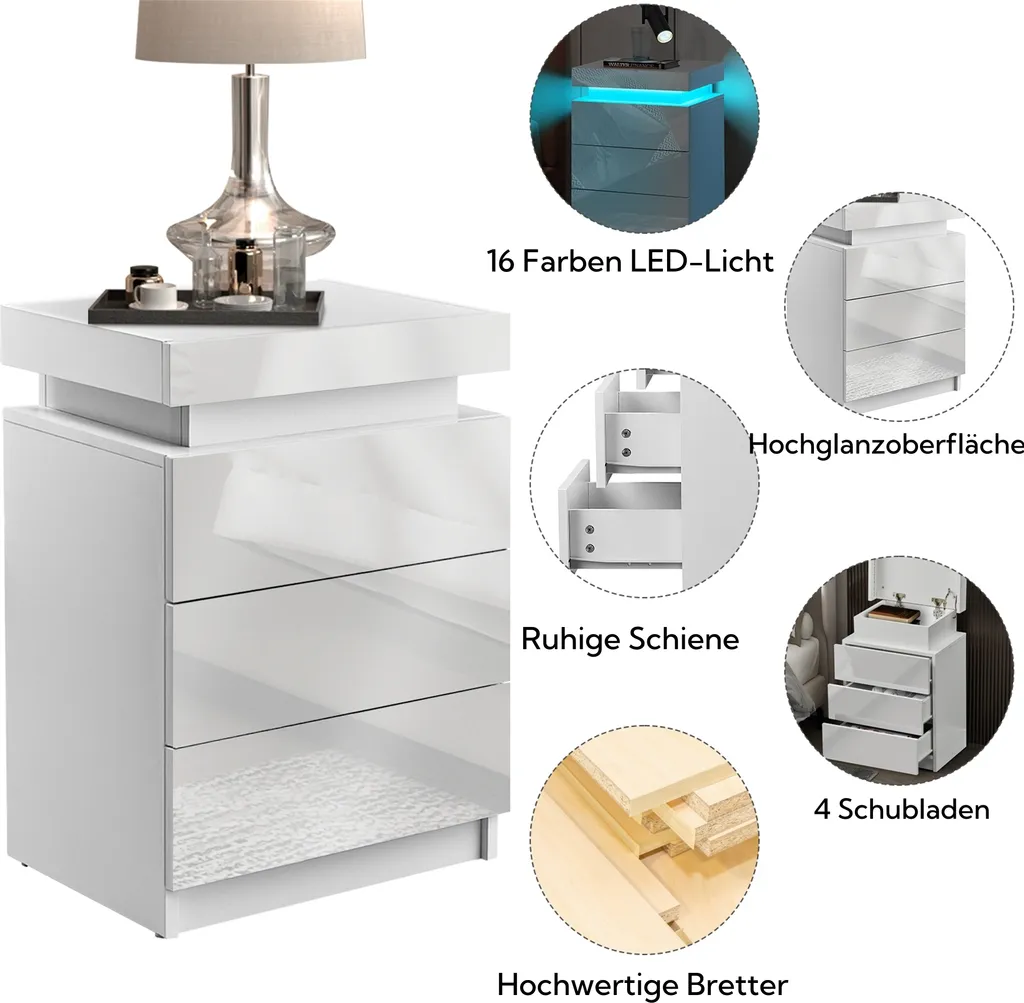 Petite commode blanche 3 tiroirs pour optimiser le rangement du lit - 6
