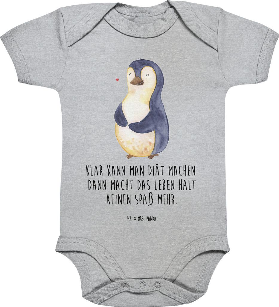 Mr. & Mrs. Panda babykleidung body Pinguin Diät 1. - 3. Monat - Heather Grey - Geschenk, Strampler, glücklich, Abnehmen, Babystrampler, Baby, Bab...