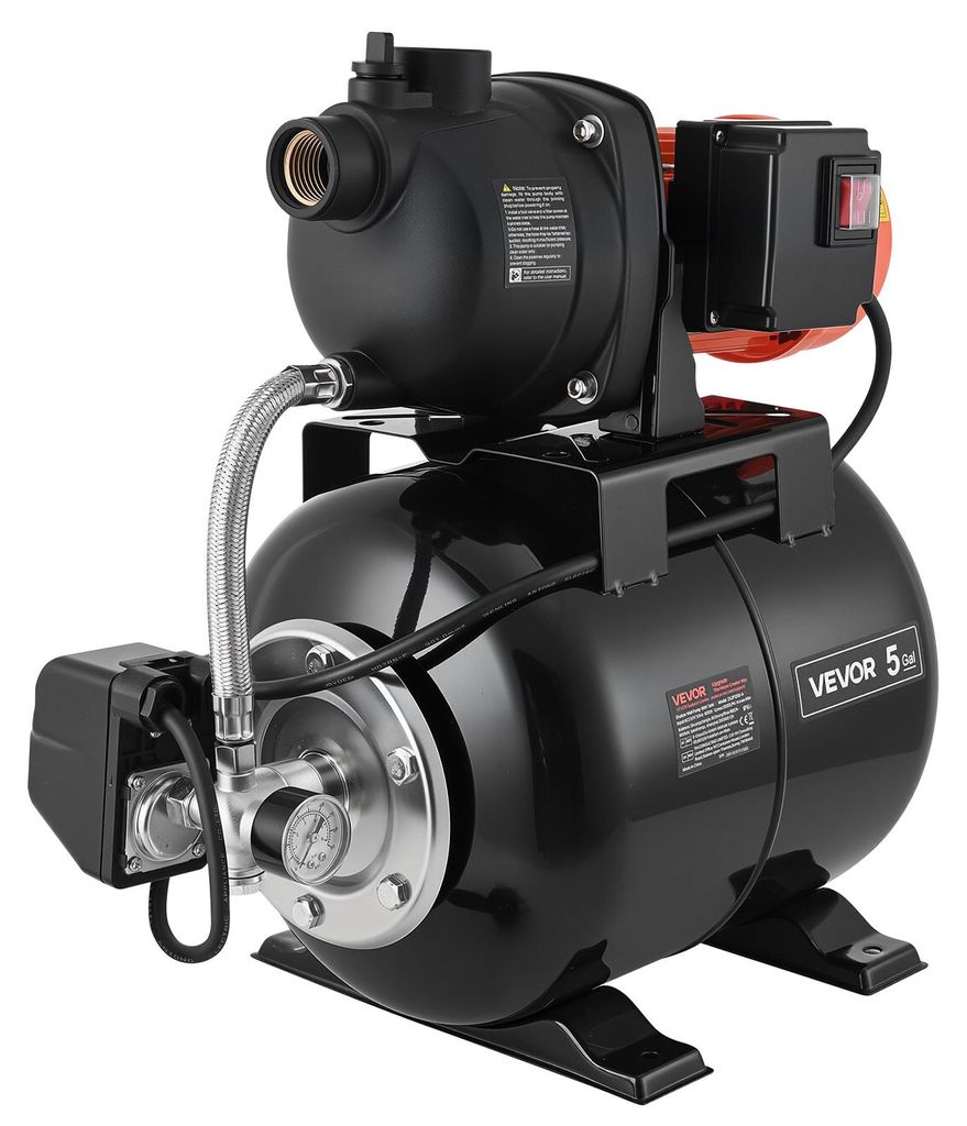 Pompe domestique VEVOR 800 W, 5 000 l/h, pompe à jet avec Image du produit 
