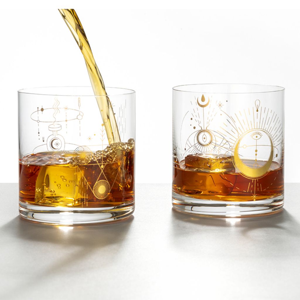 Wassergläser Saftgläser Whiskygläser Alchemist Kristallglas 410 ml 2er Set Gold Bohemia Crystalex
