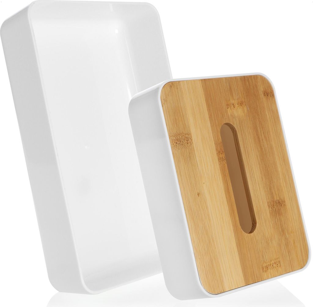 com-four 2-teiliges Set Kosmetik Organizer - Kosmetiktücherbox - Große und kleine Kunststoff Box zur Aufbewahrung von Wattepads, Wattestäbchen...
